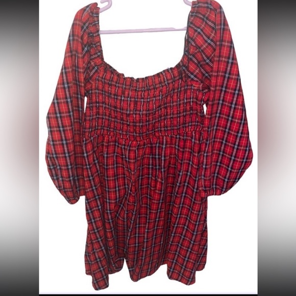 Old navy girl Long-Sleeve Smocked Plaid Fit & Flare Dress size M(8) - Picture 3 of 7